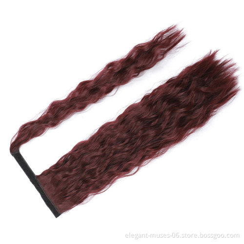 Long Straight Ponytail Hair Extension Tie Up Hair Piece Heat Resisting Fiber Synthetic Pony Tail Dark Brown Hairpiece